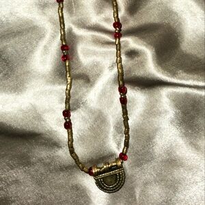 Gorgeous Unique Egyptian Style Sterling Silver w/Ruby Colored Stones